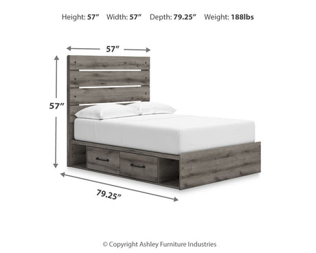 Graystorm Full Panel Bed with Storage with Mirrored Dresser, Chest and 2 Nightstands in Brown Gray from Ashley - Luna Furniture