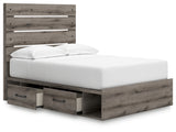 Graystorm Full Panel Bed with Storage with Mirrored Dresser, Chest and Nightstand in Brown Gray from Ashley Furniture - Luna Furniture