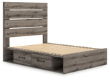 Graystorm Full Panel Bed with Storage with Mirrored Dresser, Chest and Nightstand in Brown Gray from Ashley Furniture - Luna Furniture