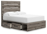 Graystorm Full Panel Bed with Storage with Mirrored Dresser, Chest and Nightstand in Brown Gray from Ashley Furniture - Luna Furniture