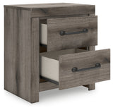 Graystorm Full Panel Bed with Storage with Mirrored Dresser, Chest and Nightstand in Brown Gray from Ashley Furniture - Luna Furniture