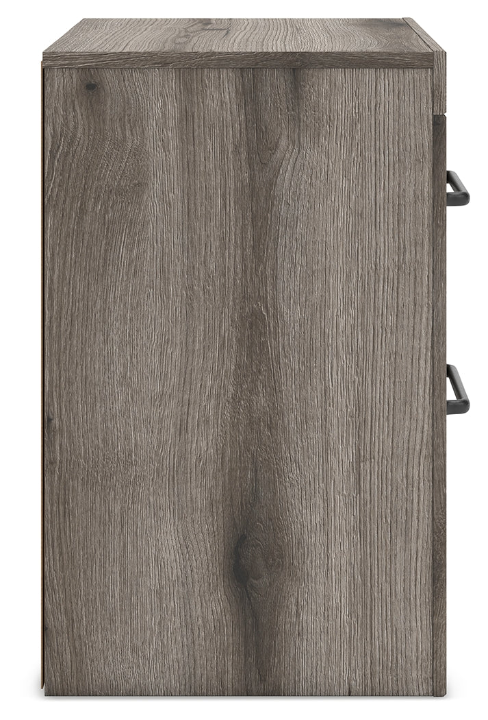 Graystorm Full Panel Bed with Storage with Mirrored Dresser, Chest and Nightstand in Brown Gray from Ashley Furniture - Luna Furniture