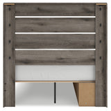 Graystorm Full Panel Bed with Storage with Mirrored Dresser and 2 Nightstands in Brown Gray from Ashley - Luna Furniture