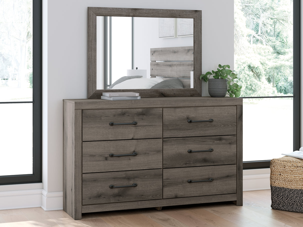 Graystorm Full Panel Bed with Storage with Mirrored Dresser and Chest in Brown Gray from Ashley - Luna Furniture