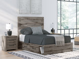 Graystorm Full Panel Bed with Storage with Mirrored Dresser in Brown Gray from Ashley - Luna Furniture