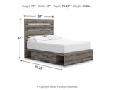 Graystorm Full Panel Bed with Storage with Mirrored Dresser in Brown Gray from Ashley Furniture - Luna Furniture