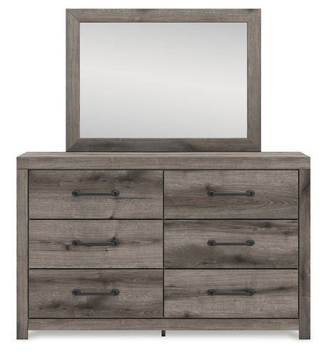 Graystorm King Panel Bed with Mirrored Dresser and Nightstand in Brown Gray from Ashley - Luna Furniture