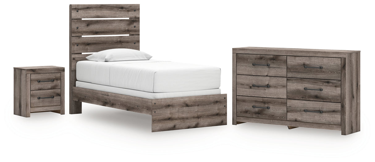 Graystorm Twin Panel Bed with Dresser and Nightstand in Brown Gray from Ashley - Luna Furniture