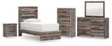 Graystorm Twin Panel Bed with Mirrored Dresser, Chest and Nightstand in Brown Gray from Ashley - Luna Furniture
