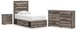 Graystorm Twin Panel Bed with Storage with Dresser and Nightstand in Brown Gray from Ashley Furniture - Luna Furniture