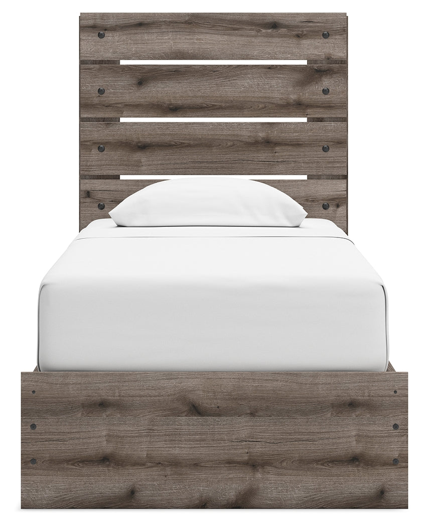 Graystorm Twin Panel Bed with Storage with Dresser and Nightstand in Brown Gray from Ashley Furniture - Luna Furniture
