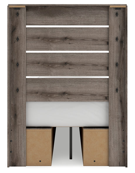 Graystorm Twin Panel Bed with Storage with Dresser in Brown Gray from Ashley - Luna Furniture