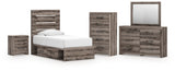 Graystorm Twin Panel Bed with Storage with Mirrored Dresser, Chest and Nightstand in Brown Gray from Ashley Furniture - Luna Furniture