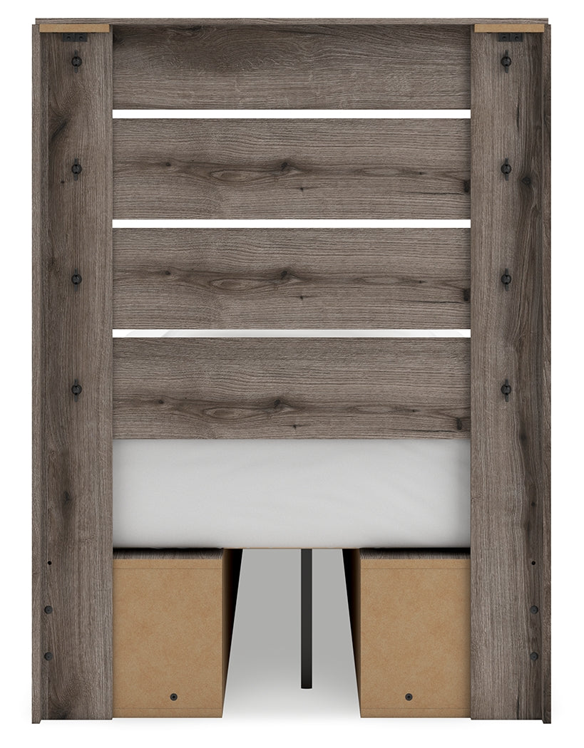 Graystorm Twin Panel Bed with Storage with Mirrored Dresser in Brown Gray from Ashley Furniture - Luna Furniture