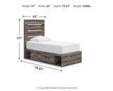Graystorm Twin Panel Bed with Storage with Mirrored Dresser in Brown Gray from Ashley Furniture - Luna Furniture