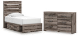 Graystorm Twin Panel Storage Bed with Dresser in Brown Gray from Ashley - Luna Furniture