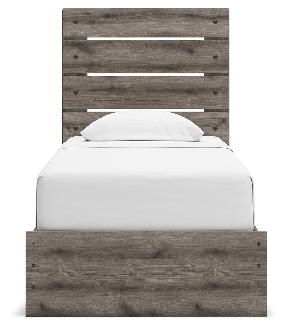 Graystorm Twin Panel Storage Bed with Mirrored Dresser in Brown Gray from Ashley Furniture - Luna Furniture