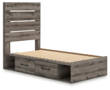 Graystorm Twin Panel Storage Bed with Mirrored Dresser in Brown Gray from Ashley Furniture - Luna Furniture