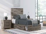 Graystorm Twin Panel Storage Bed with Mirrored Dresser in Brown Gray from Ashley Furniture - Luna Furniture