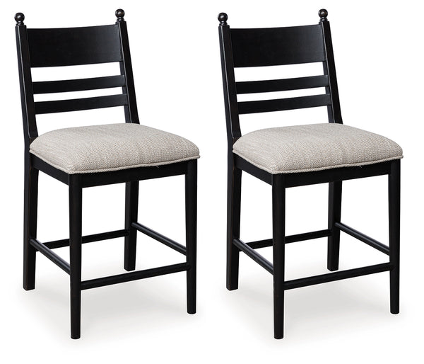 Greddinton Black Counter Height Barstool, Set of 2