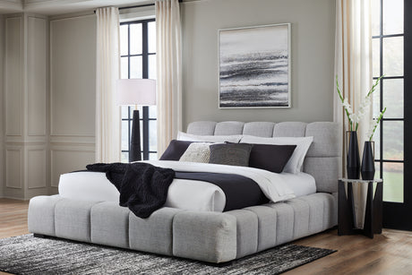 Grendusk Light Gray Queen Upholstered Bed from Ashley - Luna Furniture