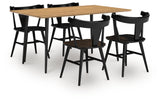 Gretlynn Dining Table and 4 Chairs in Black/Natural from Ashley Furniture - Luna Furniture