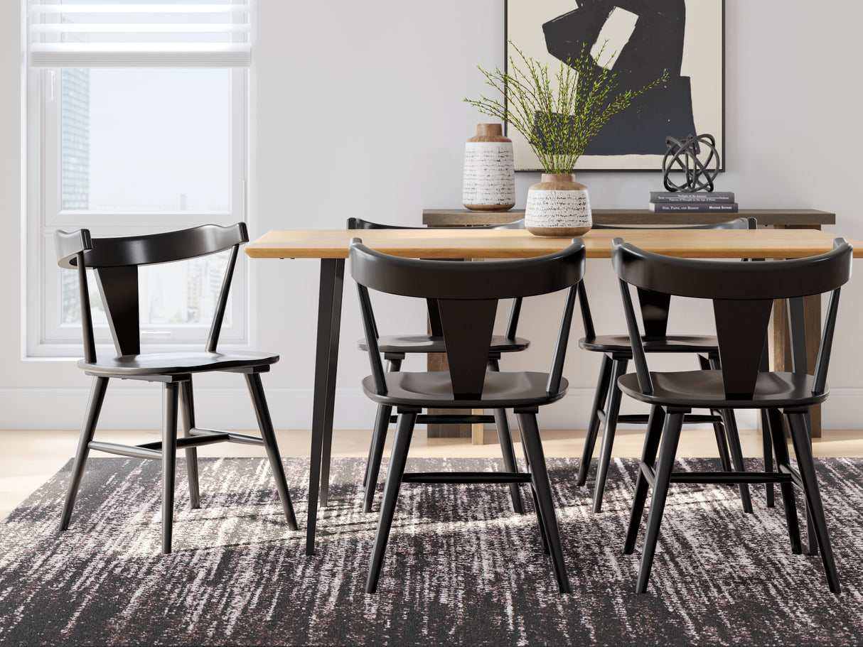 Gretlynn Dining Table and 6 Chairs in Black/Natural from Ashley Furniture - Luna Furniture