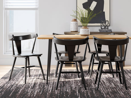 Gretlynn Dining Table and 6 Chairs in Black/Natural from Ashley - Luna Furniture