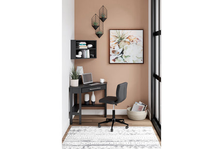 Otaska Black Home Office Corner Desk with Bookcase