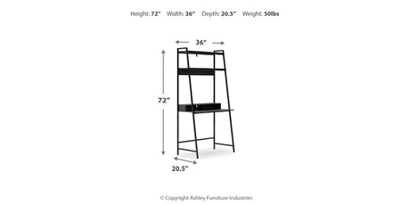 Yarlow Black 36" Home Office Desk with Shelf from Ashley - Luna Furniture