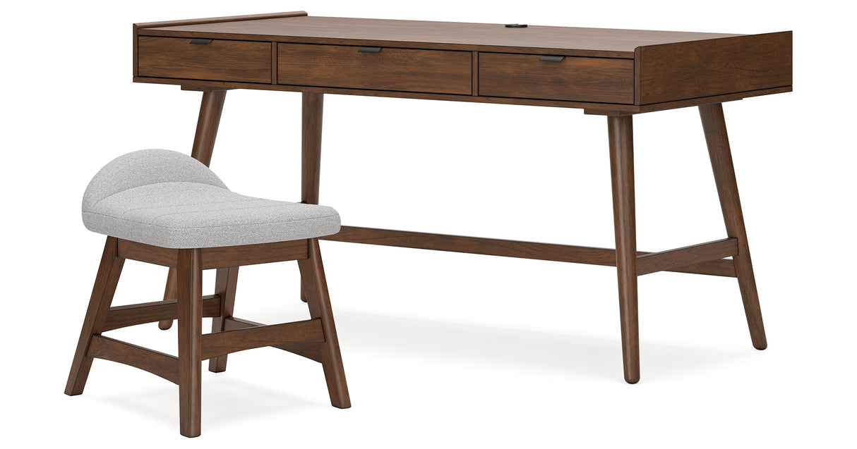 Lyncott Home Office Desk with Chair in Brown from Ashley - Luna Furniture