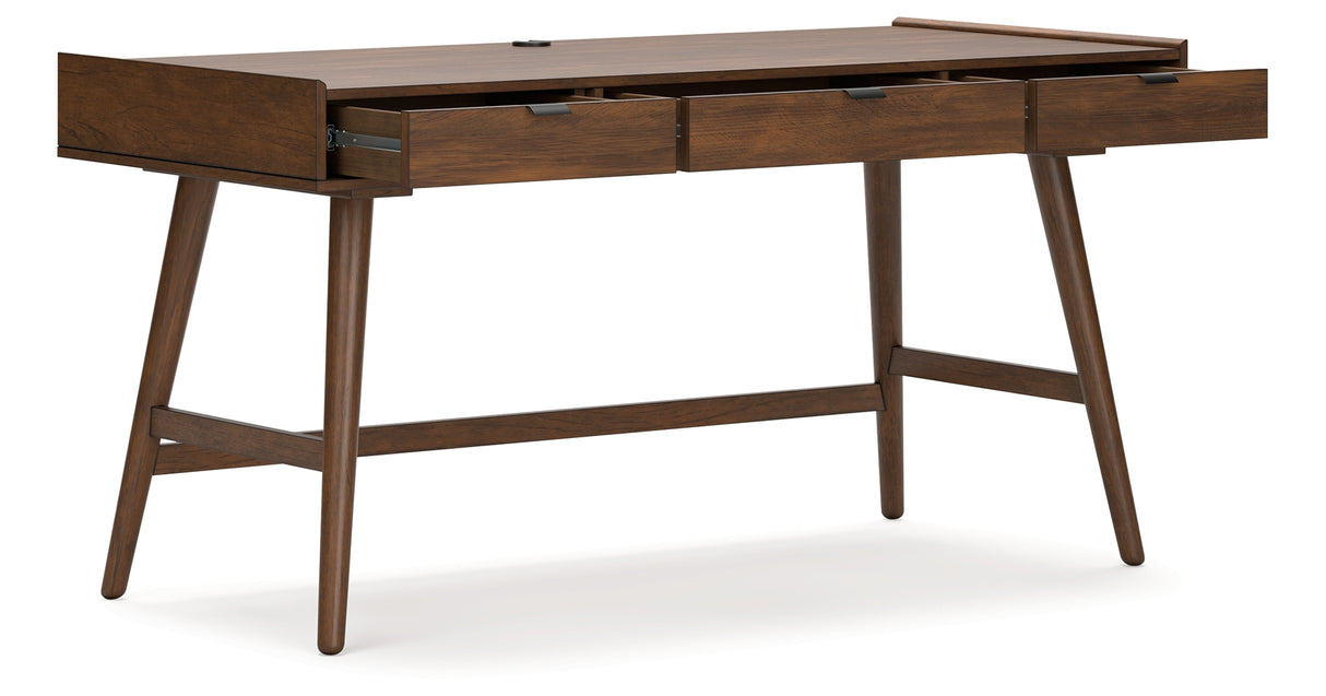 Lyncott Home Office Desk with Chair and Storage in Brown from Ashley - Luna Furniture