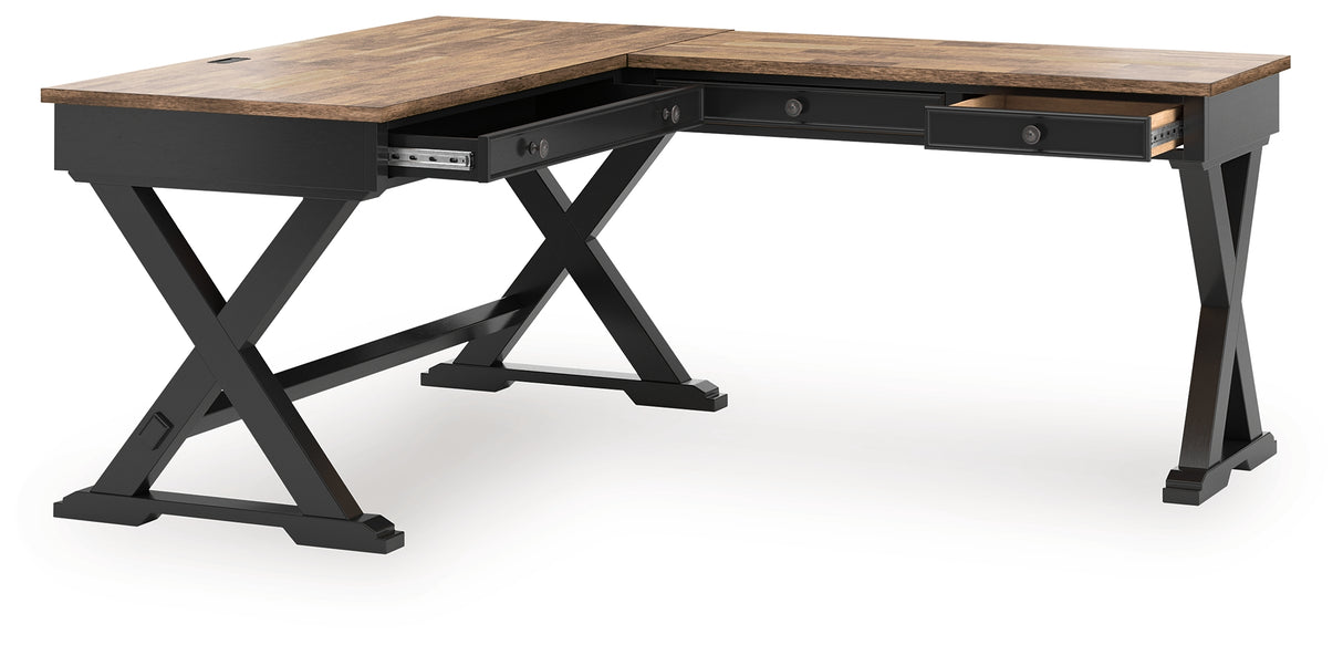 Wildenauer Brown/Black Home Office Desk from Ashley - Luna Furniture