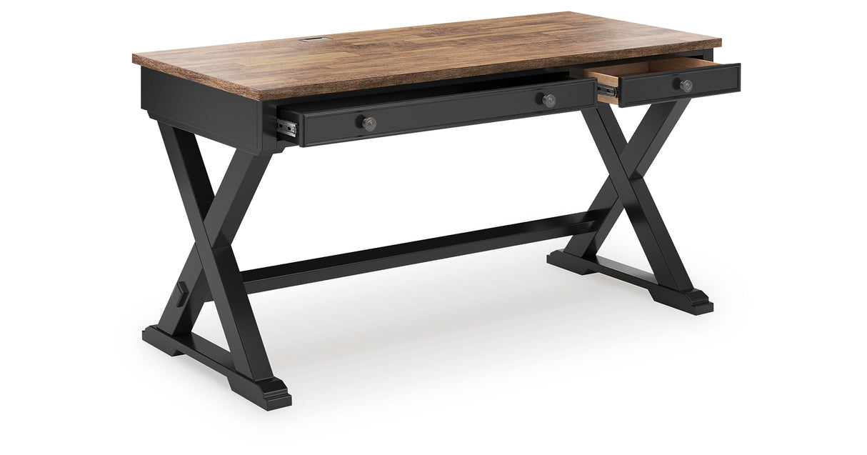 Wildenauer Brown/Black 60" Home Office Desk from Ashley - Luna Furniture