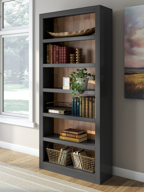 Wildenauer Brown/Black 75" Bookcase from Ashley - Luna Furniture