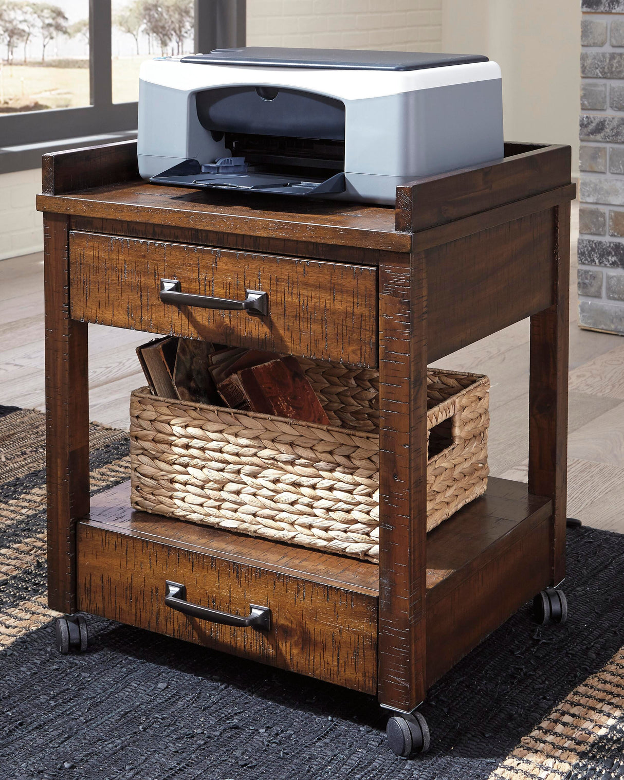 Baldridge Rustic Brown Printer Stand from Ashley - Luna Furniture