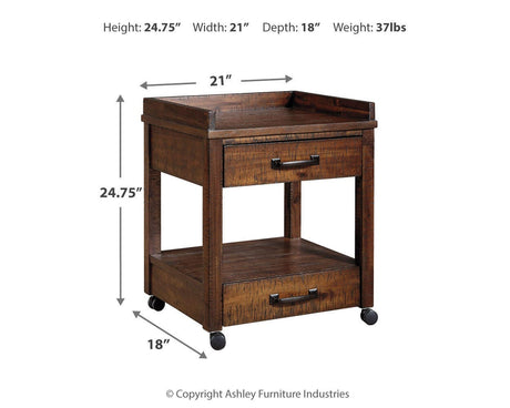 Baldridge Rustic Brown Printer Stand from Ashley - Luna Furniture
