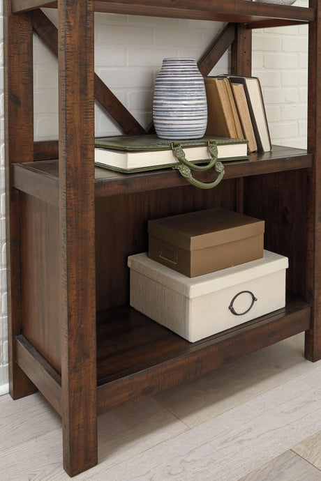 Baldridge Rustic Brown 75" Bookcase from Ashley - Luna Furniture