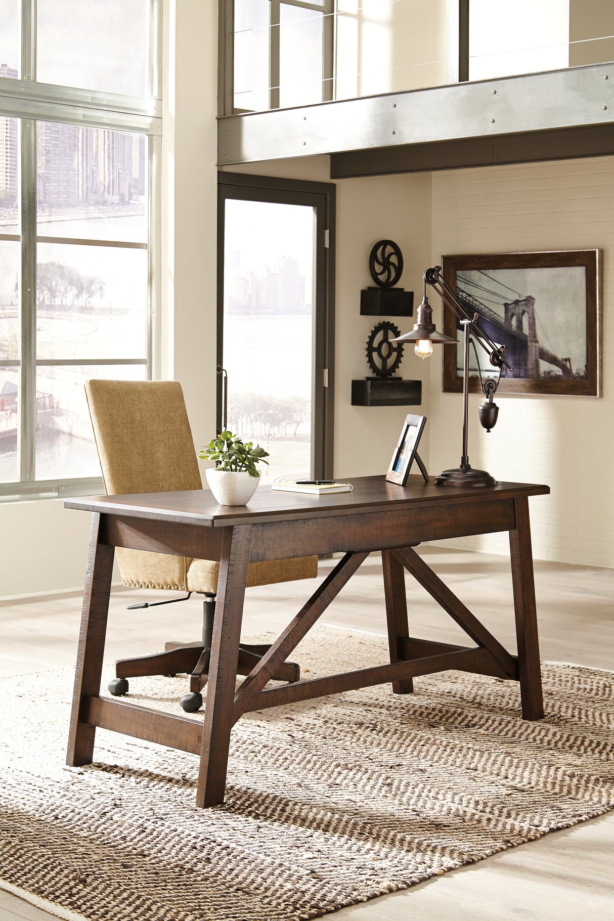 Baldridge Rustic Brown Home Office Desk from Ashley - Luna Furniture