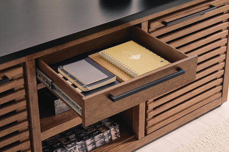 Kallari Warm Brown/Black Credenza from Ashley Furniture - Luna Furniture