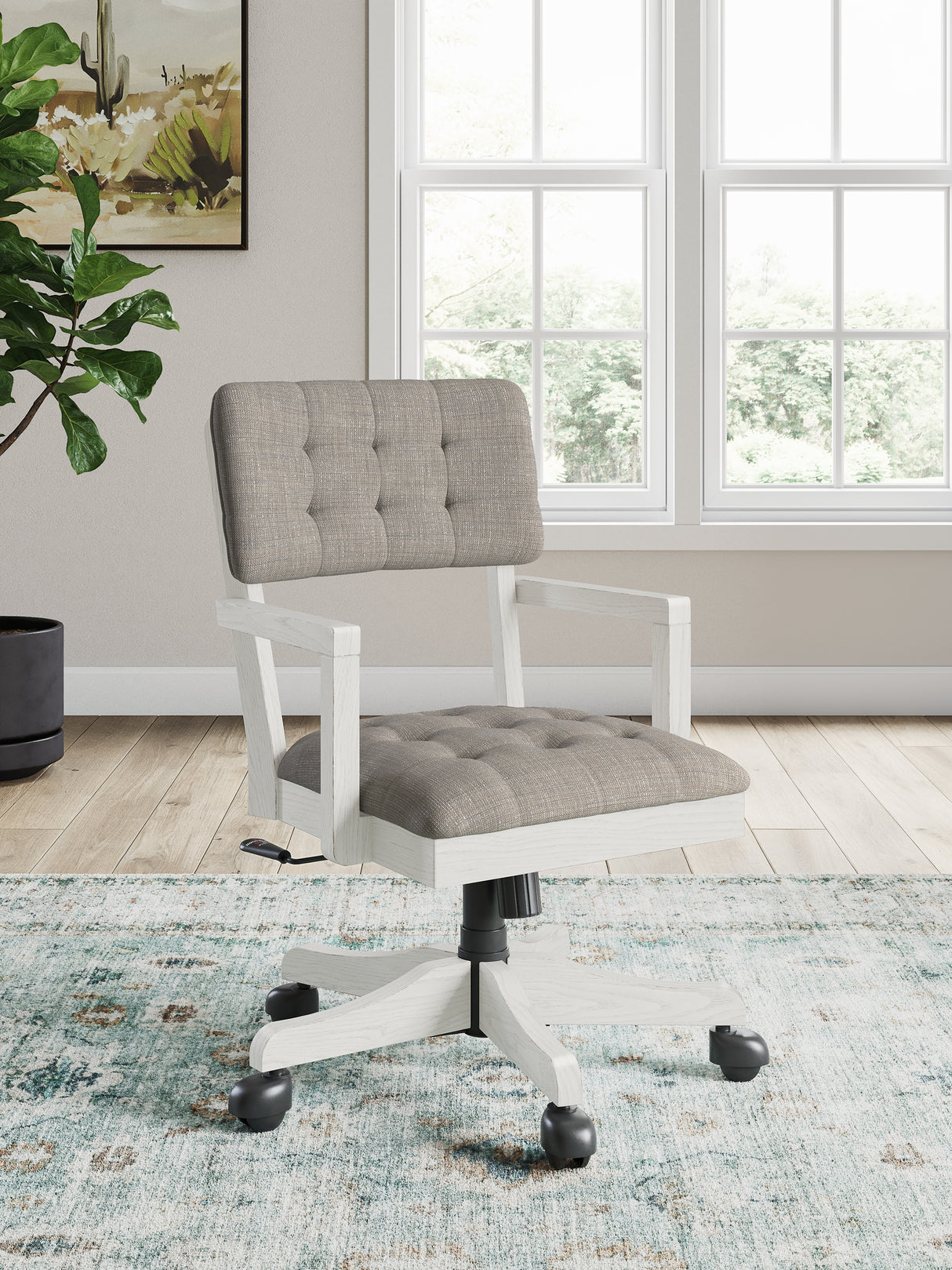 Robbinsdale Antique White Home Office Desk Chair from Ashley - Luna Furniture
