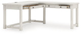 Robbinsdale Antique White L-Shaped Home Office Desk from Ashley - Luna Furniture