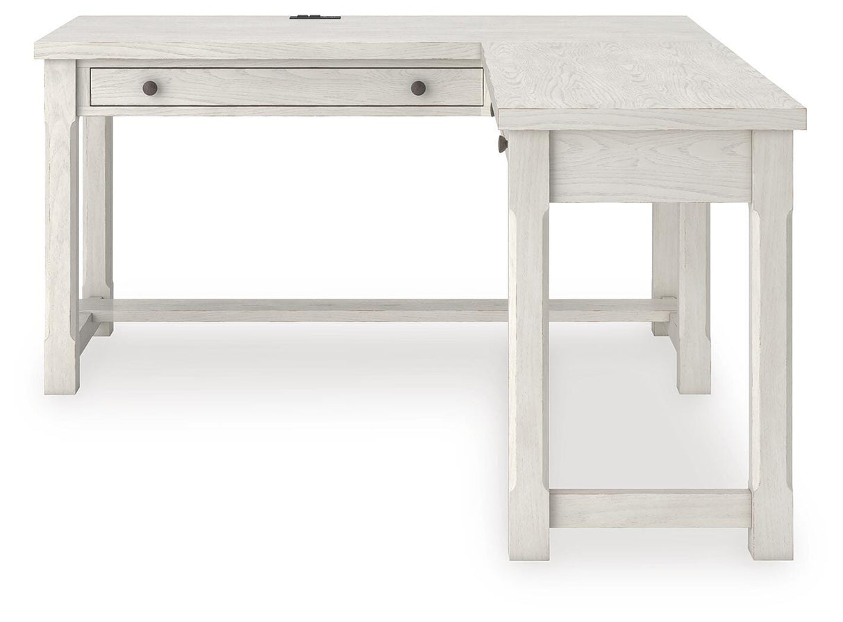 Robbinsdale Antique White L-Shaped Home Office Desk from Ashley - Luna Furniture