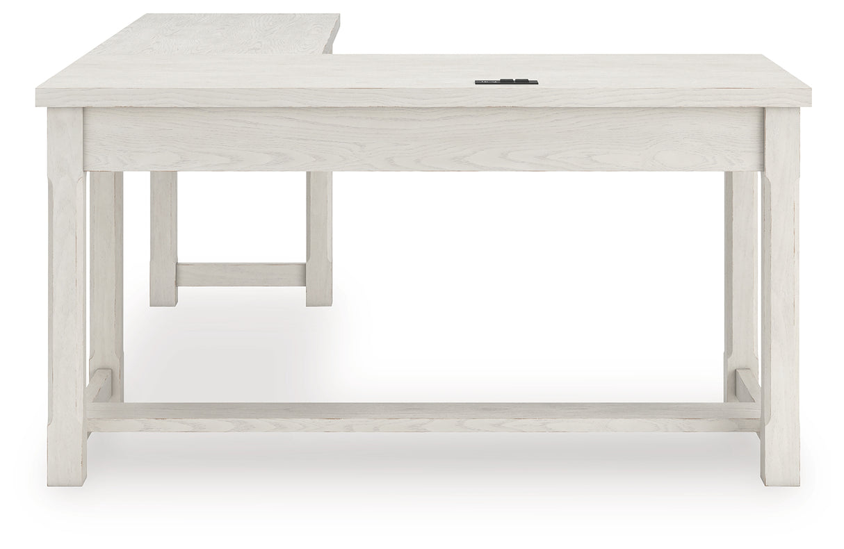 Robbinsdale Antique White L-Shaped Home Office Desk from Ashley - Luna Furniture