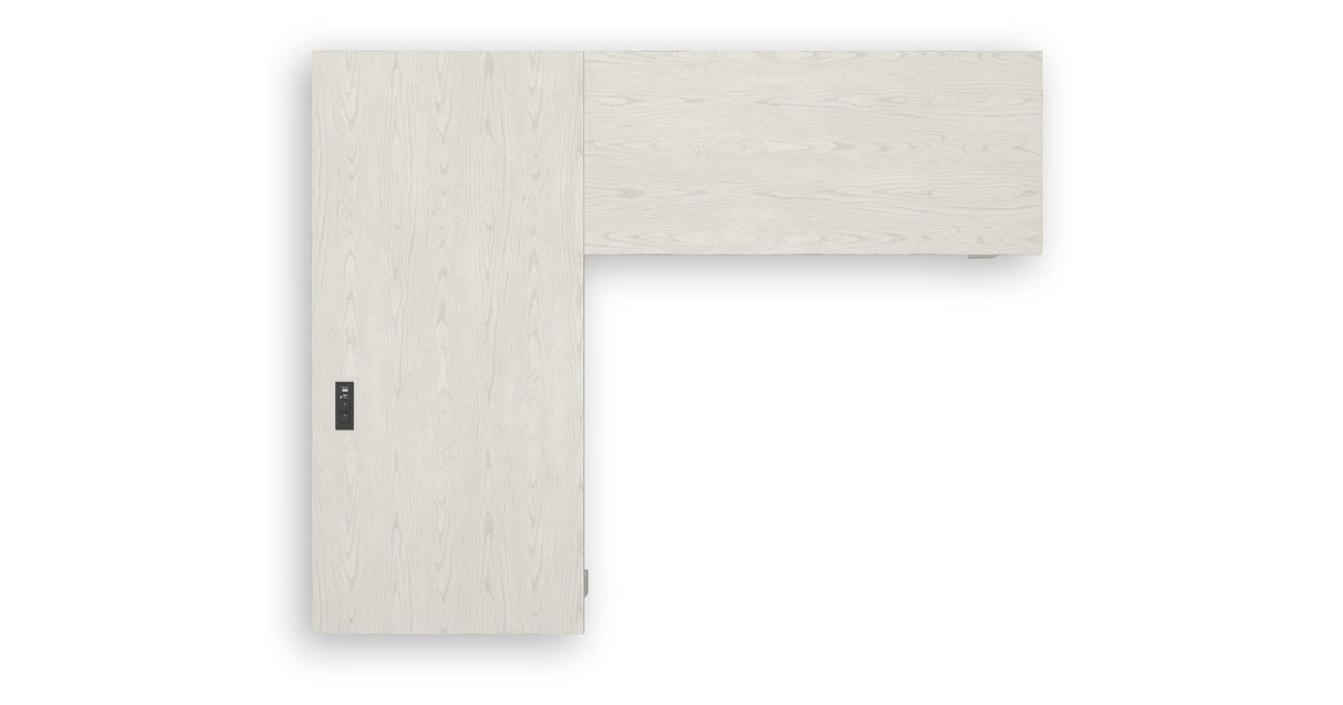 Robbinsdale Antique White L-Shaped Home Office Desk from Ashley - Luna Furniture