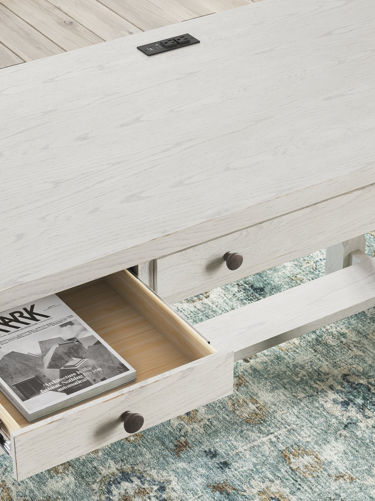 Robbinsdale Antique White Home Office Desk from Ashley - Luna Furniture