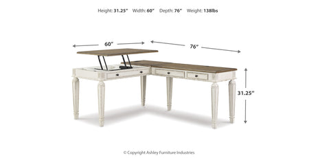 Realyn White/Brown 2-Piece Home Office Lift Top Desk from Ashley - Luna Furniture