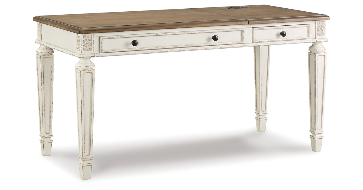 Realyn White/Brown Home Office Lift Top Desk from Ashley Furniture - Luna Furniture
