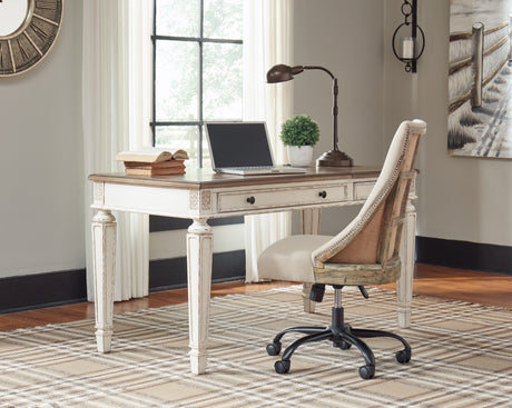 Realyn White/Brown Home Office Lift Top Desk from Ashley - Luna Furniture