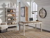 Realyn Home Office Desk and Storage in White/Brown from Ashley Furniture - Luna Furniture